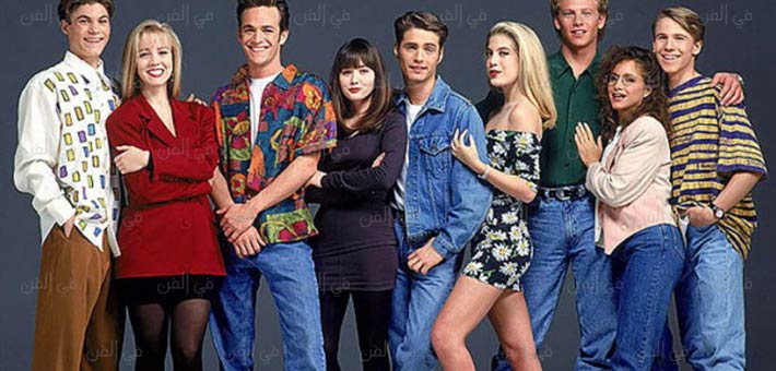 شانين دوهيرتي مع زملائها في مسلسل Beverly Hills 90210