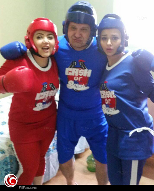 راندا البحيري وإدوارد ومها أحمد في مباراة الملاكمة