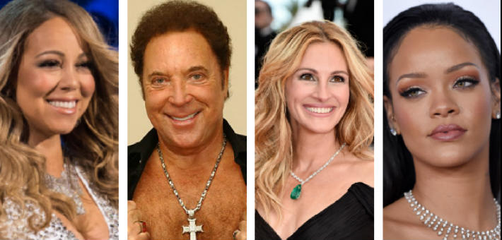 ريانا وجوليا روبرتس وكيث ريتشاردز وماريا كاري