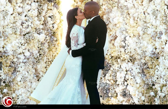 كيم كاردشيان وكاني ويست في صورة حفل الزفاف