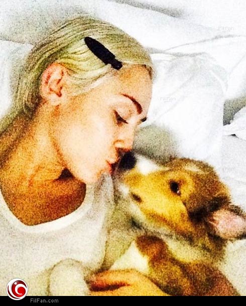 مايلي سايرس مع كلبها الراحل &quot;فلويد&quot;