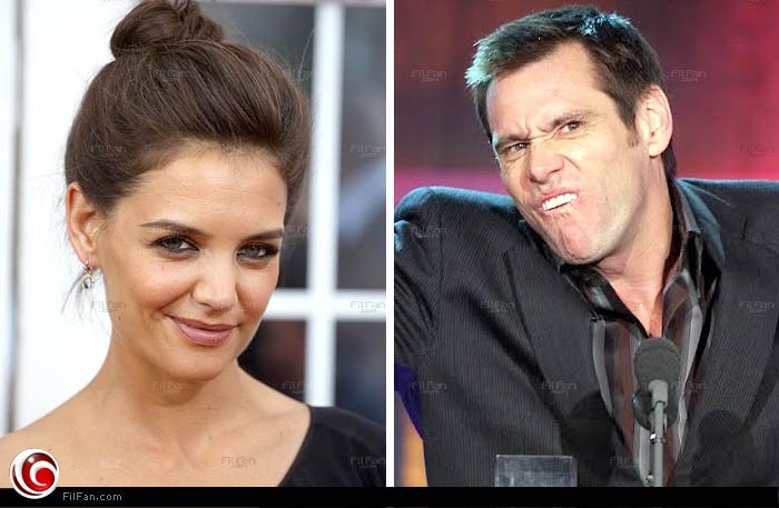 كاتي هولمز تداعب المصورين بتقليدها لجيم كاري