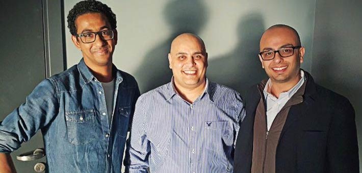 أحمد بدوي يتوسط أحمد مراد ومروان حامد