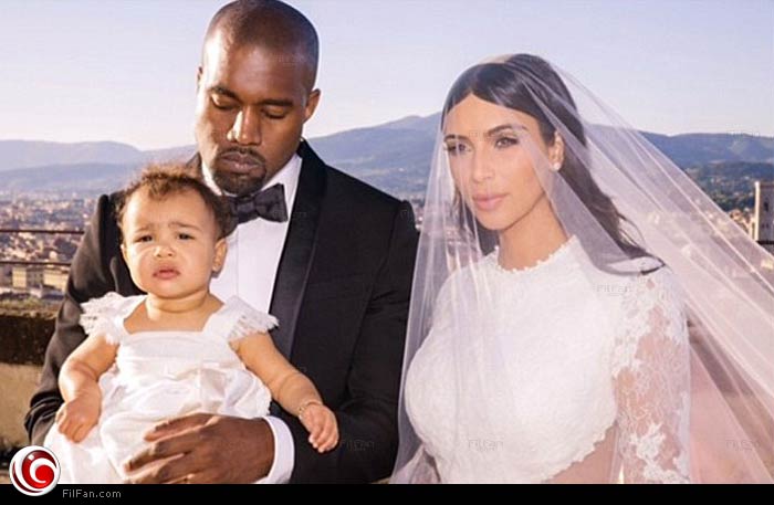كيم كاردشيان وزوجها كاني ويست وابنتهما نورث ويست