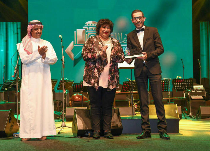 وحيد ممدوح مع وزيرة الثقافة المصرية ووزير الثقافة السعودي