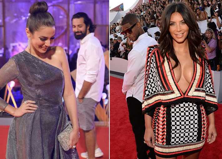 صورة كيم كاردشيان وأشر مقابل صورة أحمد حاتم ودرة