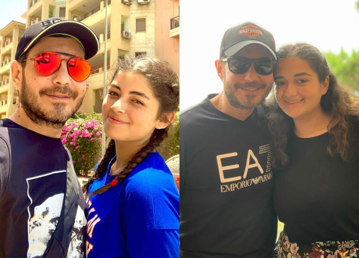 أحمد زاهر وابنتيه ليلي وملك