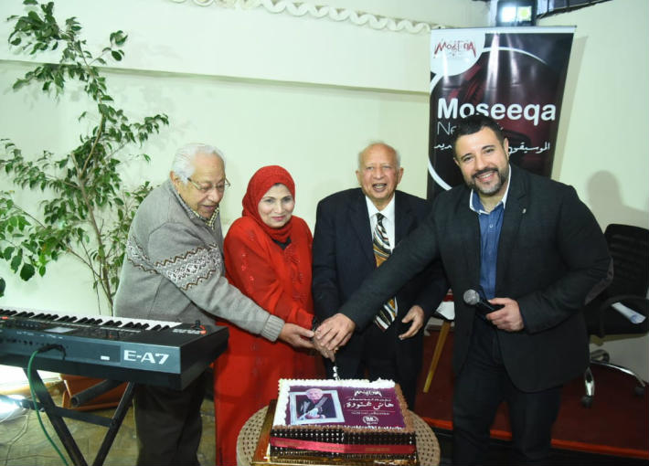 هاني شنودة وفاطمة عيد أثناء حفل التكريم