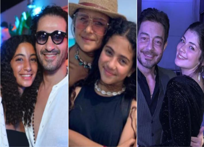 أحمد زاهر وابنته ونيللي كريم وابنتها وأحمد حلمي وابنته