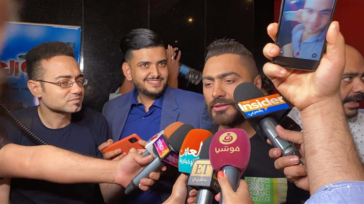 تامر حسني في العرض الخاص لفيلم &quot;الخطة العايمة&quot;