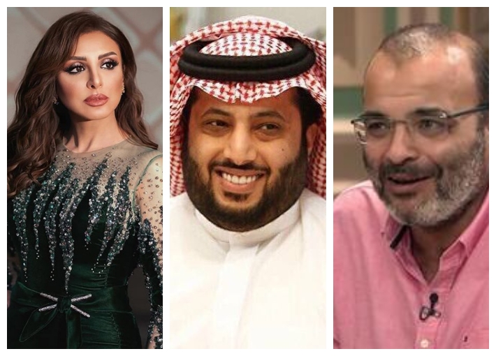 تركي آل شيخ يتوسط أيمن بهجت قمر  وأنغام