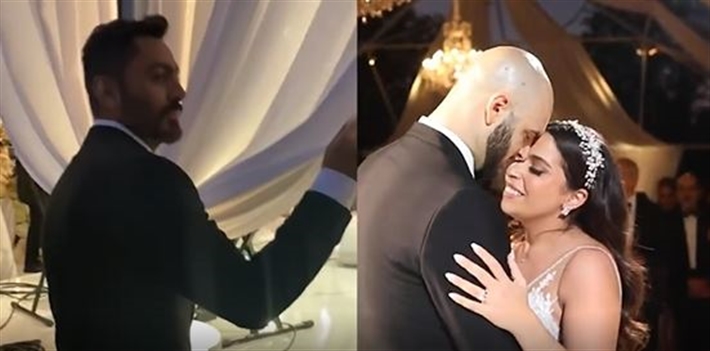 تامر حسنى أثناء اختباءه من العروسين