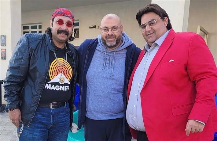 شيكو ومحمد ثروت مع معتز التوني في كواليس مسلسل 