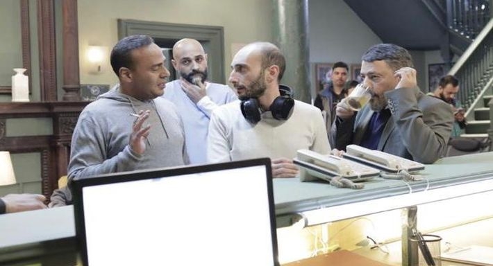 عمرو عبد الجليل ومحمود عبد المغني مع المخرج معوض إسماعيل