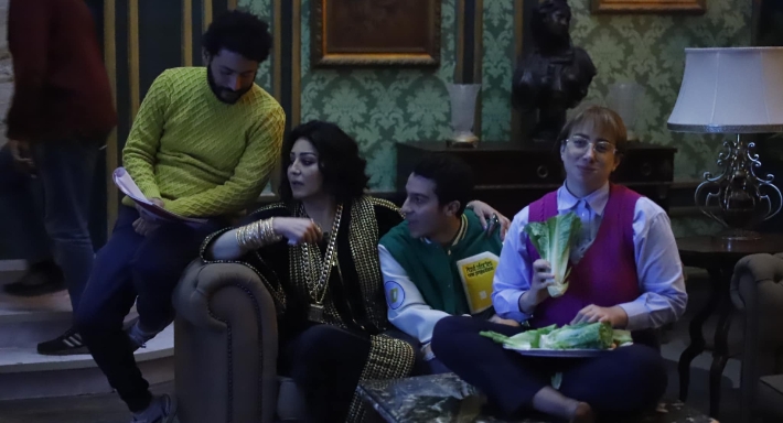 محمد سلامة ووفاء عامر ونور النبوي وريهام الشناوي في الكواليس