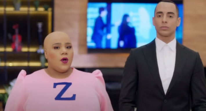 عمرو وهبة وشيماء سيف في مشهد من في بيتنما روبوت 2