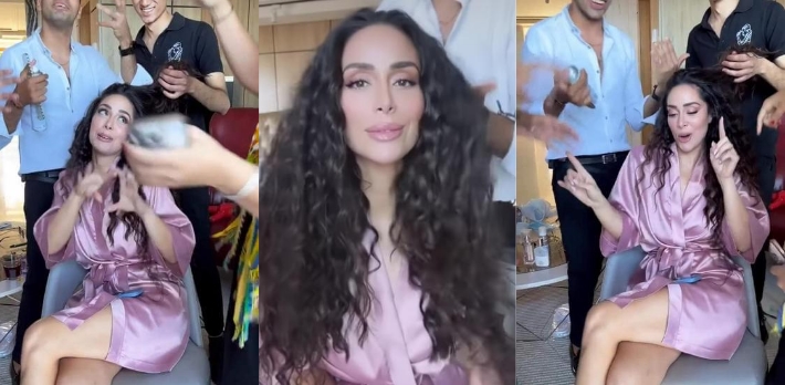 بسنت شوقي خلال استعداداتها لحفل الحنة 