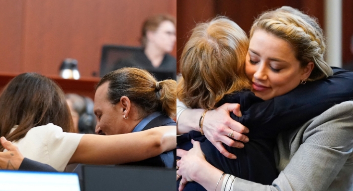 أمبر هيرد وجوني ديب مع محاميهما