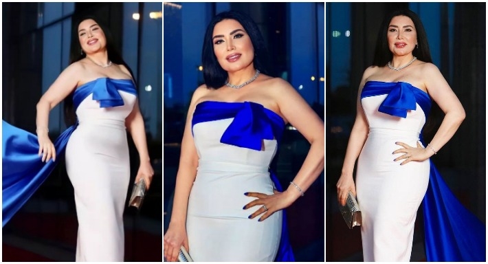 عبير صبري بفستانها الأنيق