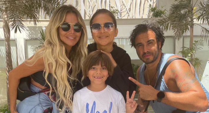 هشام عاشور ونيللي كريم ورزان مغربي وابنها