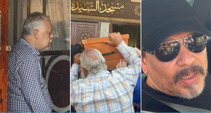 محمد رياض وأشرف زكي في جنازة علي عبد الخالق