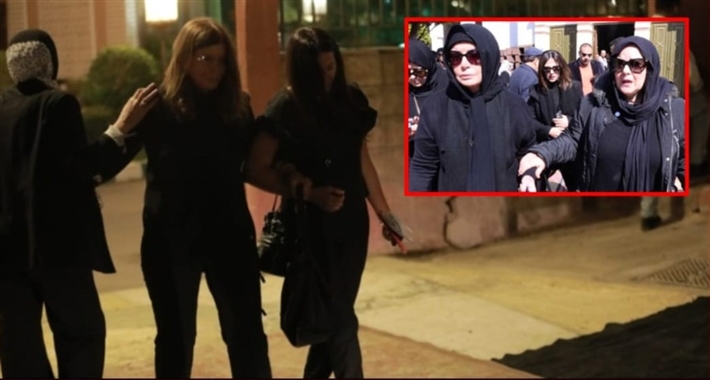 دنيا سمير غانم وميرفت أمين في عزاء زوجة خالد زكي