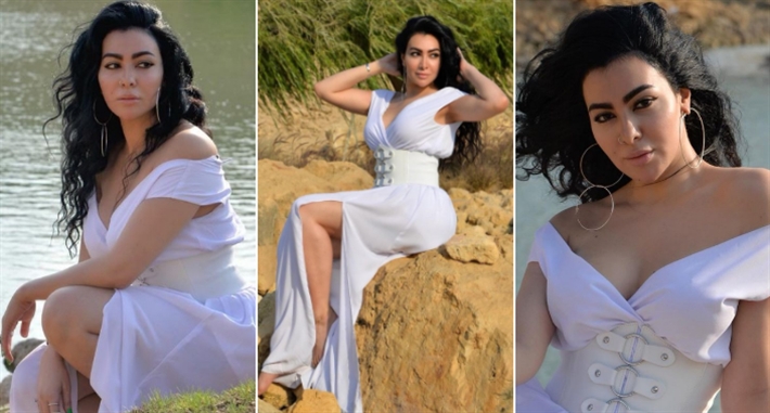 ميرهان حسين بفستان أبيض شفاف في أحدث جلسة تصوير