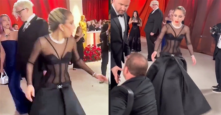 ليدي جاجا تساعد مصور بعد سقوطه في أوسكار 2023