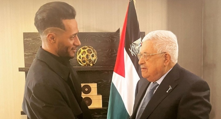 لقاء محمد رمضان والرئيس الفلسطيني