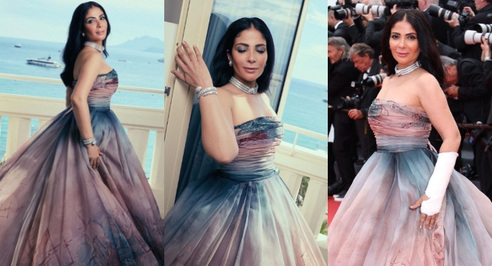 منى زكي في مهرجان كان السينمائي بفستان من زهير مراد