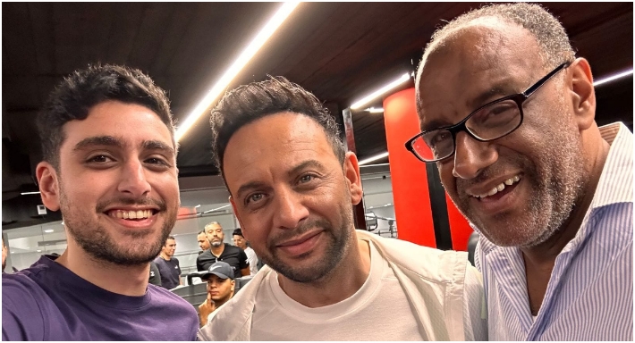 المخرج علي إدريس ومصطفى قمر وتيام 