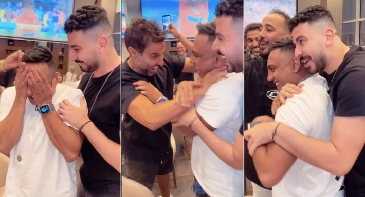 محمد أنور وأوس أوس وأحمد فهمي بعد فوز الأهلي