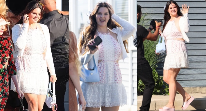 لانا ديل راي بفستان أبيض في زفاف صديقها