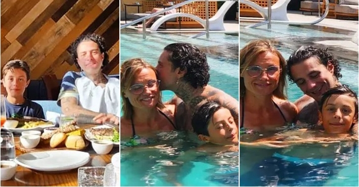 أحمد الفيشاوي مع ابنه ووالدته