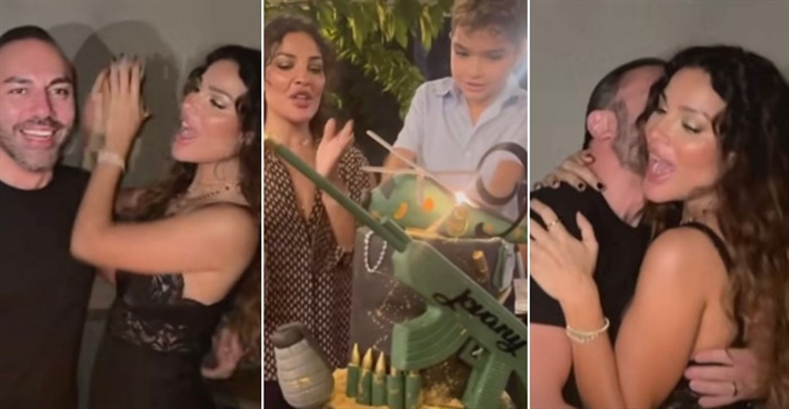 نادين نجيم مع ابنها وخطيبها