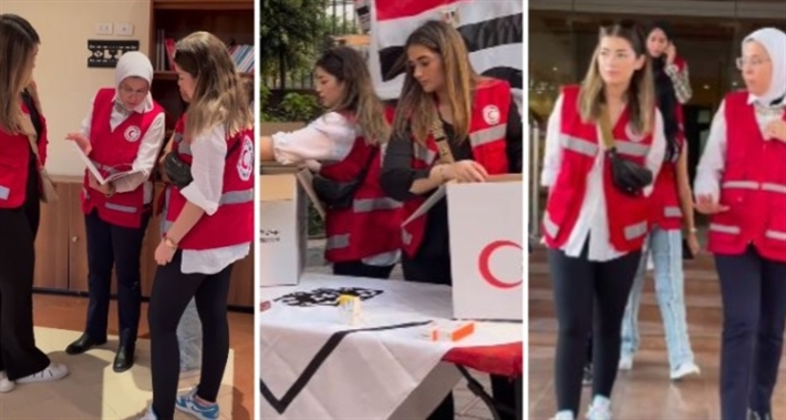 ملك وليلى أحمد زاهر خلال مشاركتها في حملات الهلال الأحمر