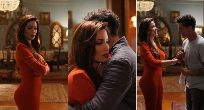 أحمد الفيشاوي ونسرين طافش في كواليس فيلم السيستم