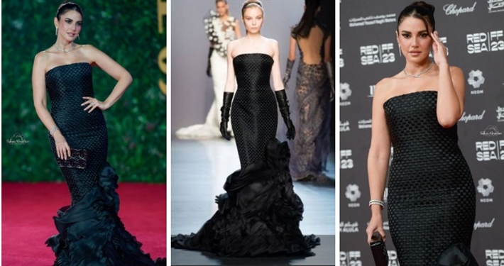 درة وفستانها على عارضة الأزياء