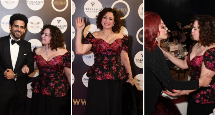 إلهام شاهين مع النجوم في حفل دير جيست