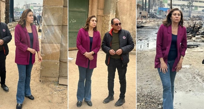 زيارة وزيرة الثقافة لموقع حريق استوديو الأهرام