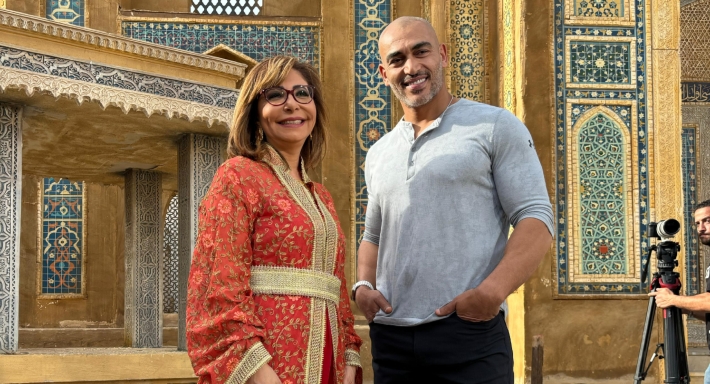 لميس الحديدي ومصمم المعارك أحمد عبداللاه