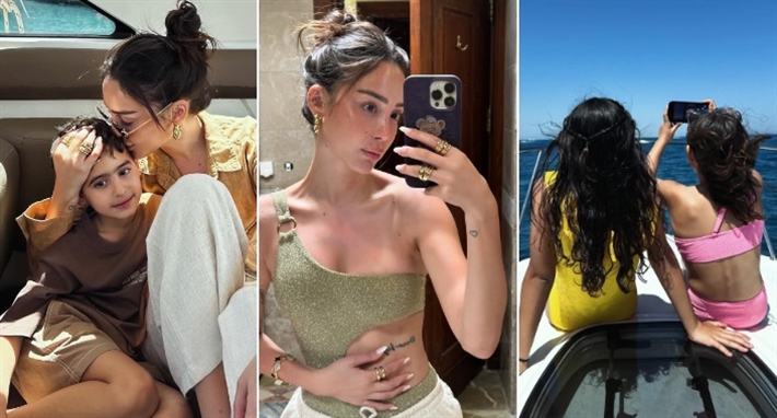 بسمة بوسيل مع أطفالها من تامر حسني