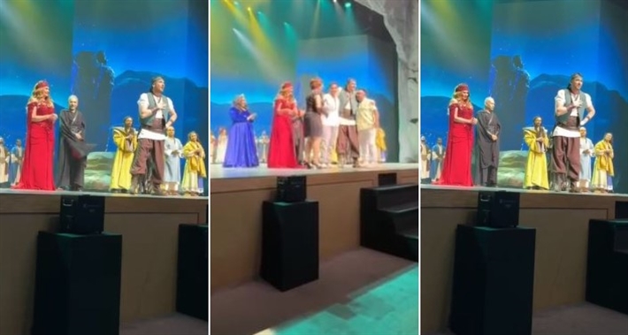 أحمد عز وأحمد فهمي ولبلبة ويسرا وأبطال مسرحية ملك والشاطر