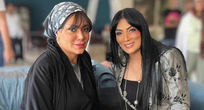 حورية فرغلي ورانيا يوسف في كواليس مسلسل سيما ماجي
