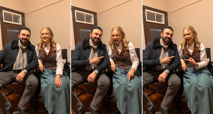 محمد كريم وهيذر جراهام بطلة The Hangover في كواليس تصوير The Gunslingers