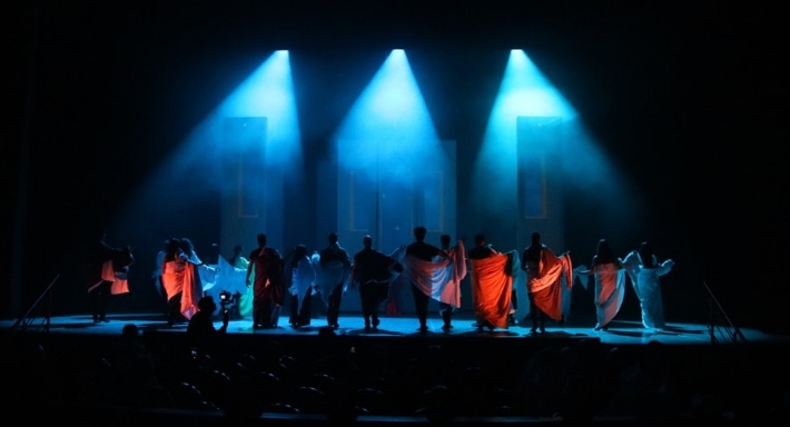 لقطة من عرض صدى جدار الصمت عرض الافتتاح بمهرجان المسرح التجريبي الـ31وليد