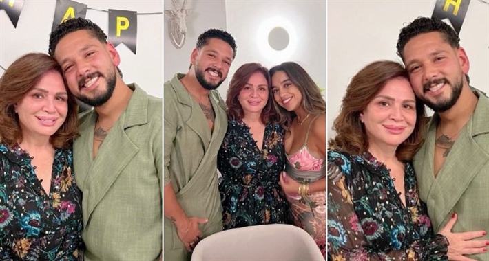 إلهام شاهين وابن شقيقها وزوجته