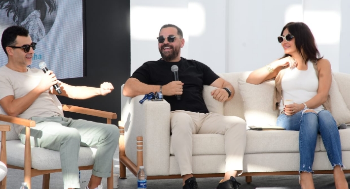 حلا شيحة وطارق العريان وهشام نزيه في ندوة فيلم (السلم والتعبان) في الجونة