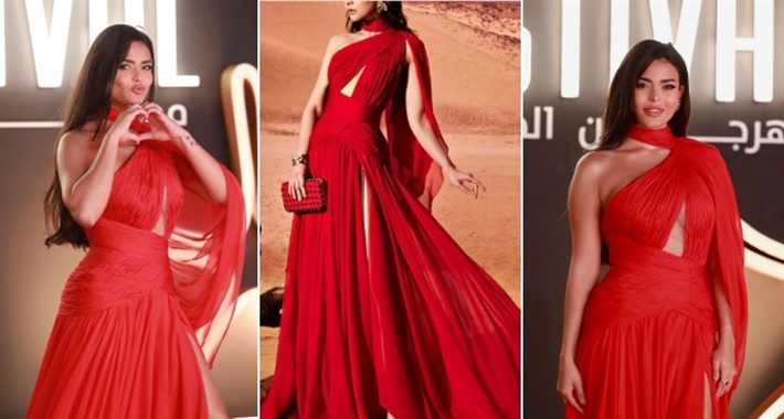 أسماء جلال وفستانها في ختام الجونة