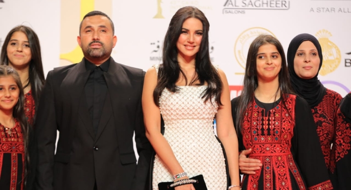 درة وزوجها هاني سعد في عرض فيلم وين صرنا؟